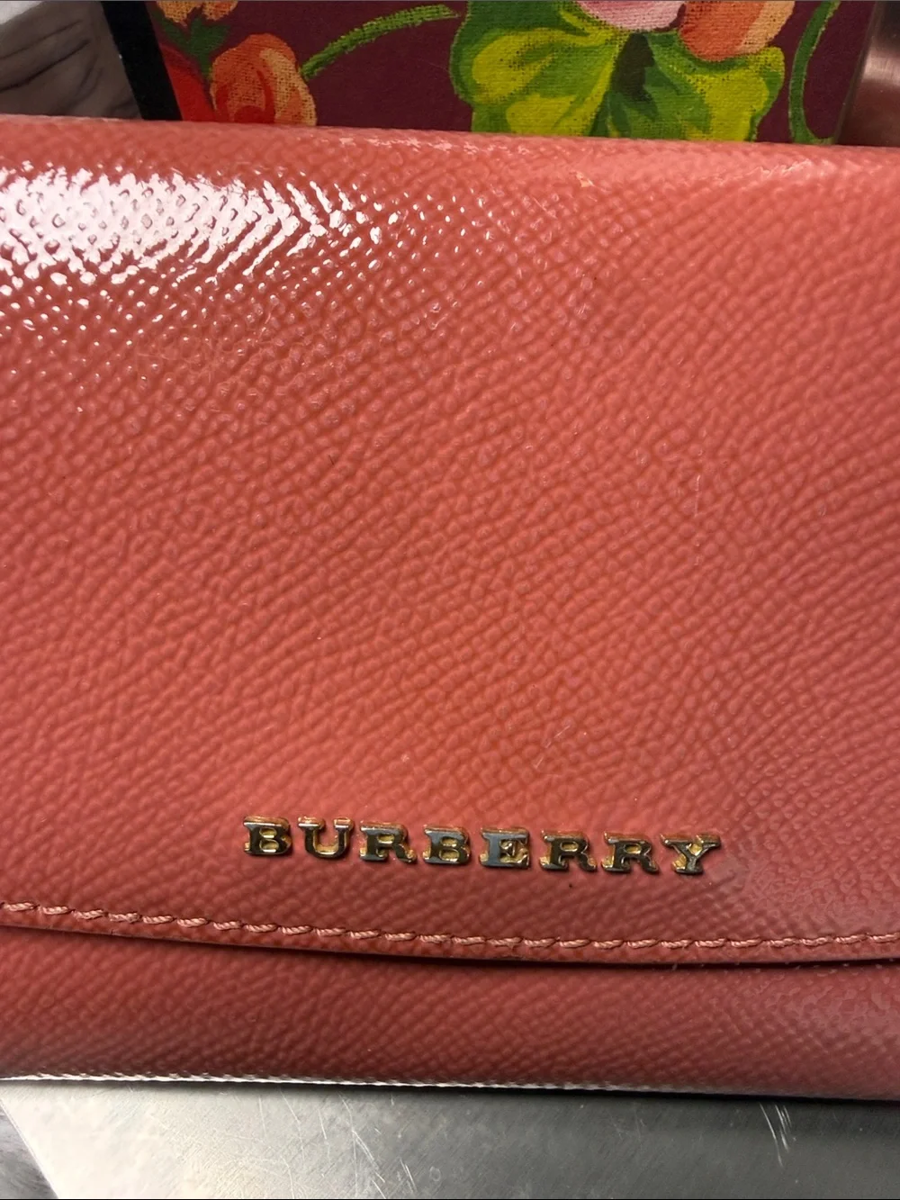 Burberry Coral-Pink Leather Continental Wallet